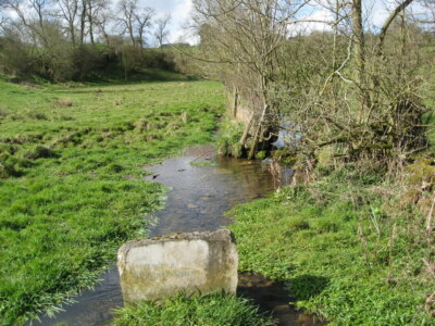 Photo 6x4 Stream near Lowfields Farm Dale End The stone is carved "T c2009
