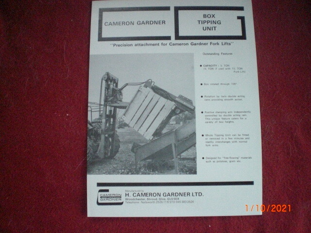  Old Leaflet   Cameron Gardner  :  Box  Tipping  Unit