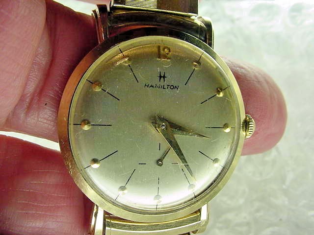 Hamilton Man's Vintage 14K Solid Gold Dress Wristwatch