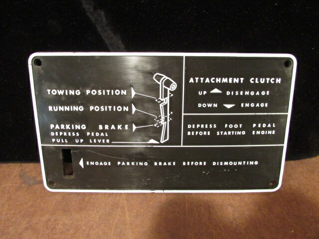 NOS Wheel Horse Toro Part 8496 instruction plate panel deck push mower lawn