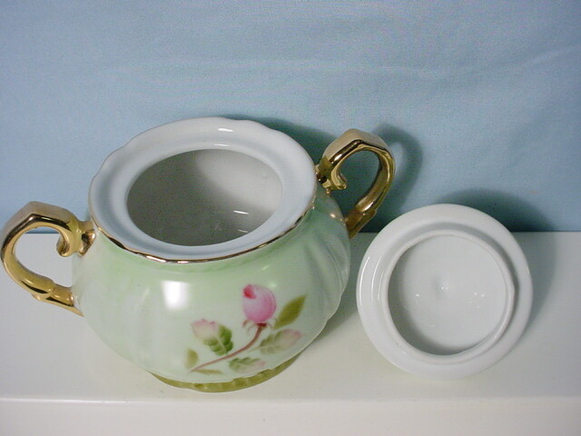 Lefton Heritage Green Sugar Bowl with Lid 15/392