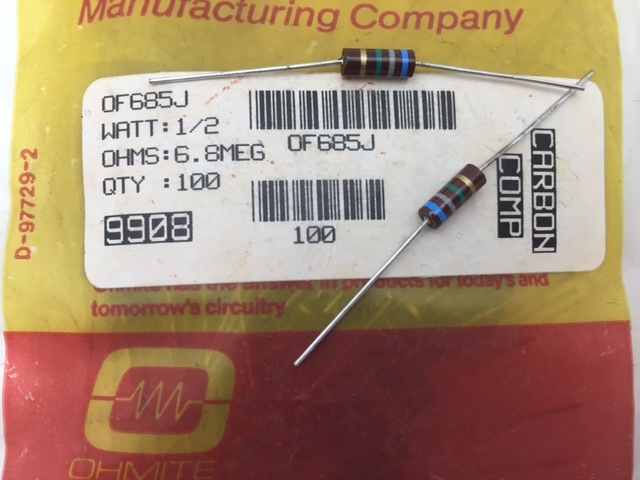 50 Résistances Ohmite 750K Ohm 1/2 Watt | Résistance Carbone Axiale 5% | Lot Composants électroniques