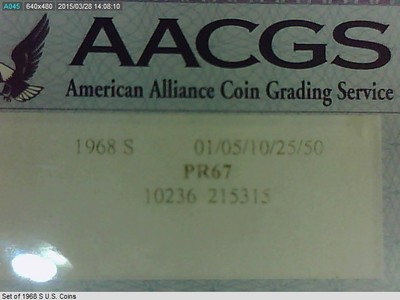 1968 S U.S. Coin set PR 67