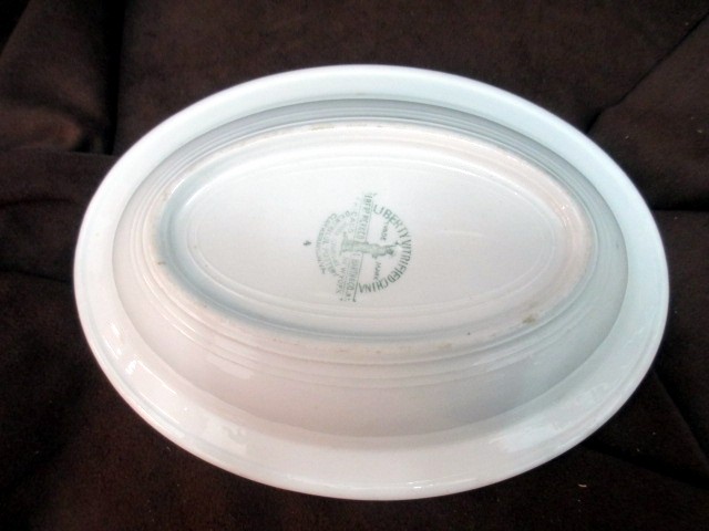 Albert Pick & Co Barth Liberty Vitrious china green stripe serving bowl #537052