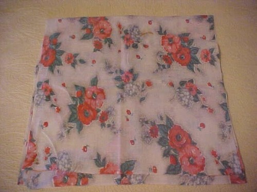 PRINTED FABRIC,  PINK AND BLUE FLOWERS