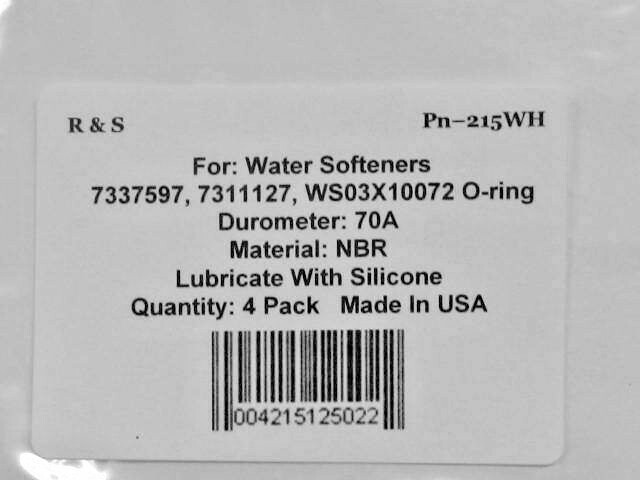 4 Water Softener O-Ring Seals 7337597, 7311127, WS03X10072 for Bypass/ R&S 215WH