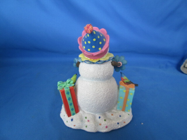 New LENOX A Birthday Surprise Snowman Clown & Cake March Aquamarine Stone Candle