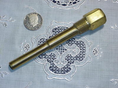 Brass Thermometer/Sensor Well 6 1/4'' Length, 5'' Well Depth, 1/2 NPT 3/4'' Thread