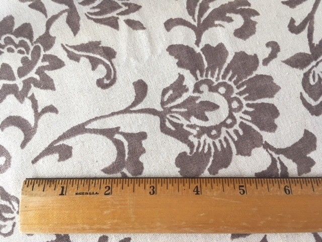 Vintage French Floral Indienne Block Printed Design Mocha Brown and Ivory 36