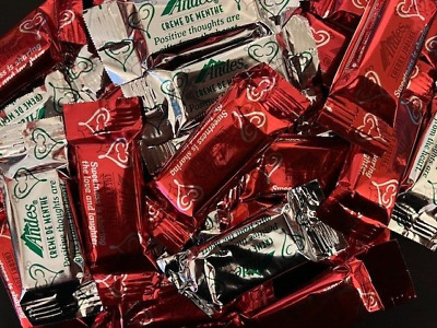 Andes CHERRY JUBILEE & CREME DE MENTHE Thins Candy - VALENTINE'S DAY WRAPPERS
