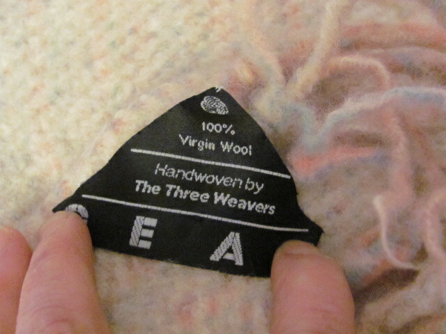 Handwoven The Three Weavers Gear wool throw pinks blues creams blanket