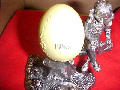 MICHAEL RICKER PEWTER GIRL SITTING ON BRANCE WITH LITTLE TURTLES ON GROUND W/EGG