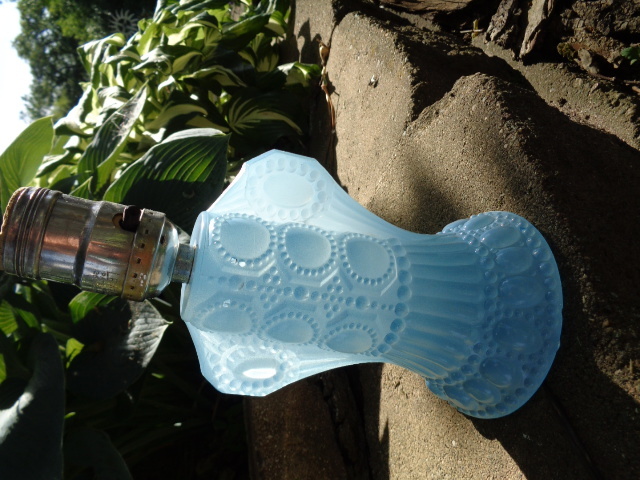 Vintage Blue Depression Glass Lamp Boudoir Set No Shades