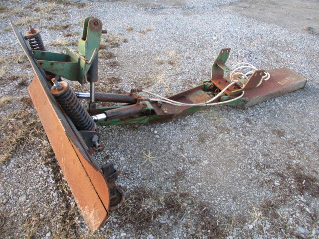 John Deere 365 compact tractor snowplow front snow blade power angle spring trip