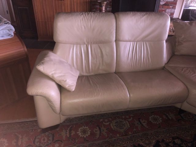 Ekornes reclining Leather Sectional Sofa with storage ottoman New was $13,000+