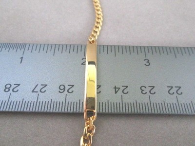 Stainless Steel Gold Plated ID Bracelet 8.25 inch Curb Chain Fashion USA Seller