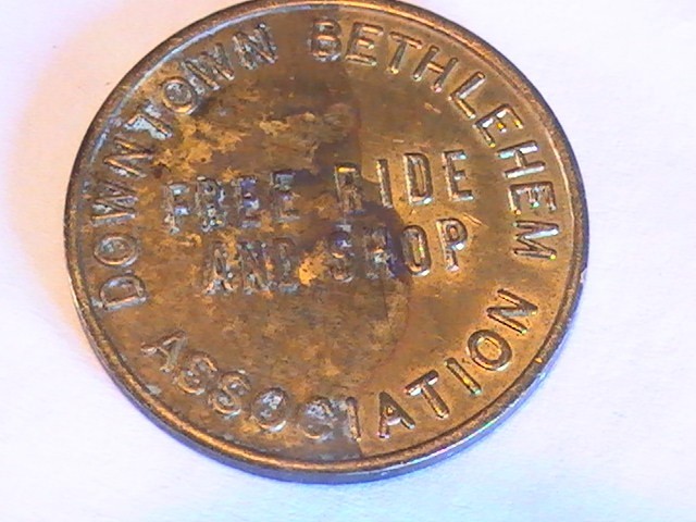 TOKEN Downtown Bethlehem PA Free Park Ride Shop Token DBA