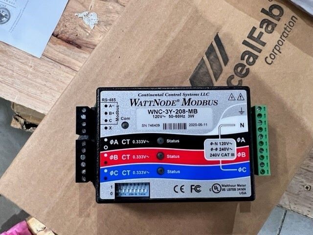 CCS WattNode Modbus WNC-3Y-208-MB Power & Energy Meter