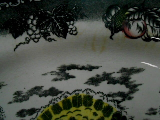 Vintage Ironstone Tom Turkey Black Transferware Turkey Platter 18