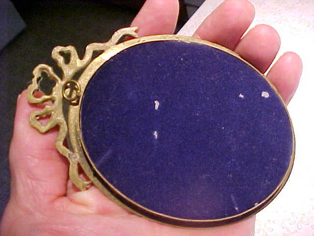 Vintage Old Antique Miniature Oil Painting Portrait Girl in Flowers Signed HL