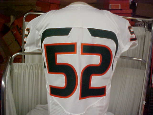 2007-13 Miami Hurricanes Football #52 Game/Team Issued White Jersey Nike Sz 44