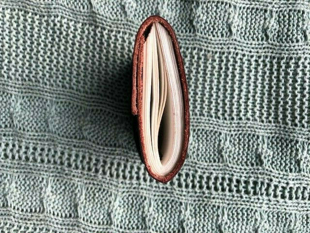 Small Leather Tevel Notebook with Handmade Paper Scrollwork Embossed