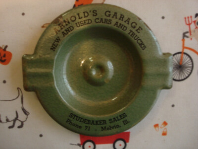 Vintage Studebaker Dealer Advertsing Steel Ashtray Melvin IL