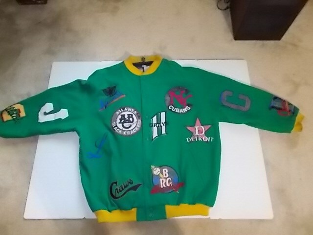 Green with Yellow Ribbing Headgear Negro Leagues Baseball Museum Jacket Size 5X