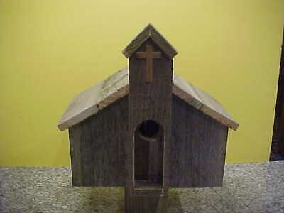 Handcrafted Reclaimed Wood Church Birdhouse