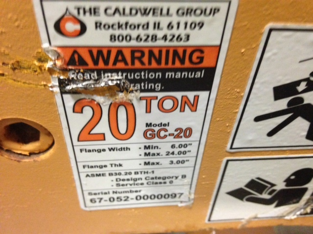 Caldwell GC20 20 Ton Screw Type Beam Clamp  6