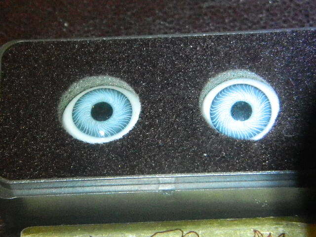 NOS VINTAGE GLASAUGEN DOLL EYES - 22MM BLUE - VINTAGE GERMAN GLASAUGEN DOLL EYES