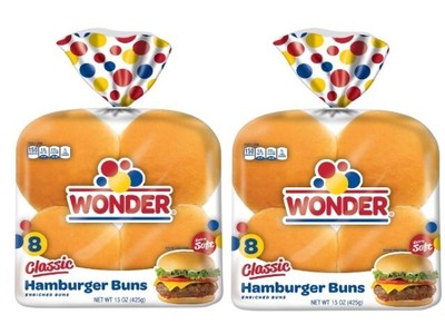 Wonder Bread Classic Hamburger Buns (Pack 2)  15 oz Bag