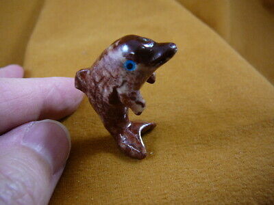 Y-DOL-18 little red white DOLPHIN figurine carving SOAPSTONE PERU love dolphins