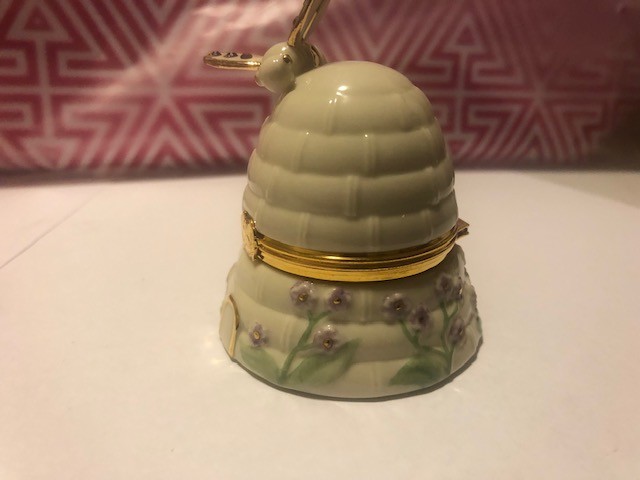 LENOX Sweet Summer Treasure Box Bee Hive 24K Gold Ivory Swarovski Crystal RARE