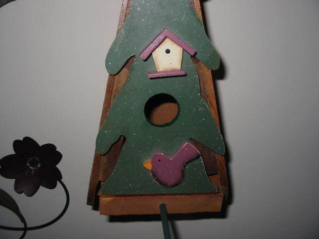 Large Rustic A-frame Birdhouse with Pine tree front - Cedar sides - bird perch