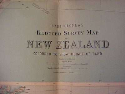 BARTHOLOMEW'S MAP OF NEW ZEALAND -  MOUNTED ON CLOTH - PRINTED IN GREAT BRITAIN