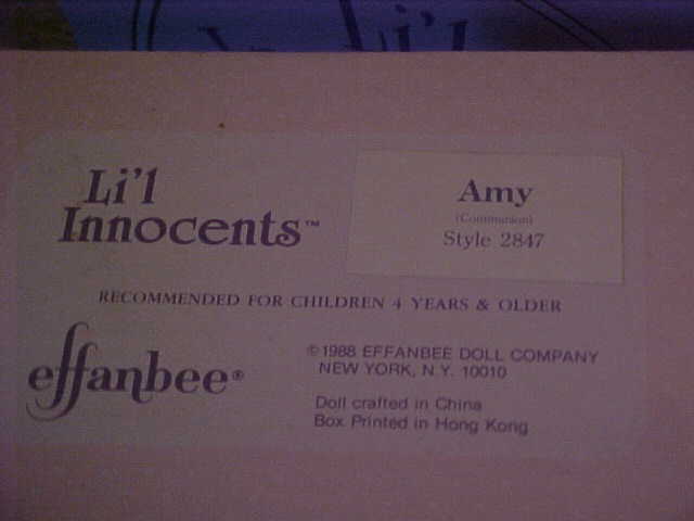 Effanbee Li'l Innocents Amy 2847 1988 First  Communion NRFB Brunette