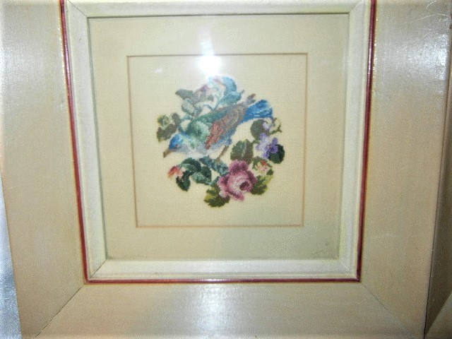 VINTAGE 1950's NEEDLEPOINT BIRD PICTURES LOT OF THREE FRAMED BEAUTIFUL CANADA