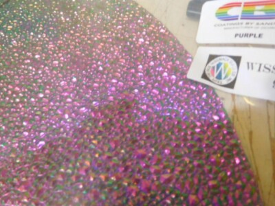 Dichroic Glass:CBS 90 COE Purple on De Drop Textured Thin Black-  3'' Sq