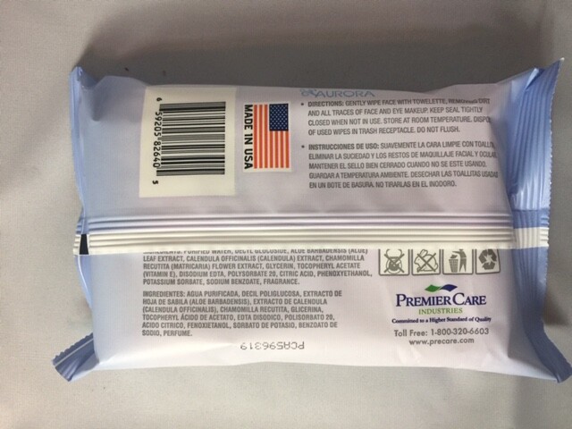 5 packs Aurora Makeup Remover Cleansing Towelettes 40 Moist Towelettes per Pack
