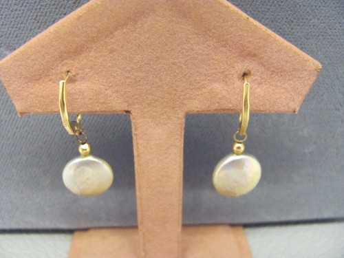 Necklace and Earrings Set - 4mm Coin Pearls and 14K Yellow Gold