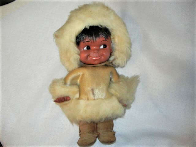 VINTAGE ESKIMO INUIT DOLL FUR LEATHER 12