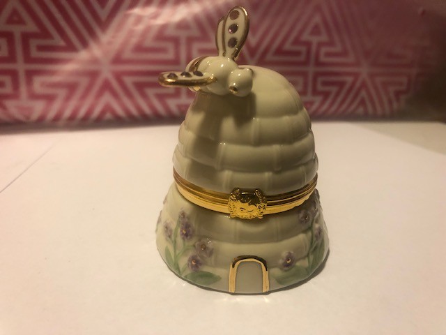 LENOX Sweet Summer Treasure Box Bee Hive 24K Gold Ivory Swarovski Crystal RARE