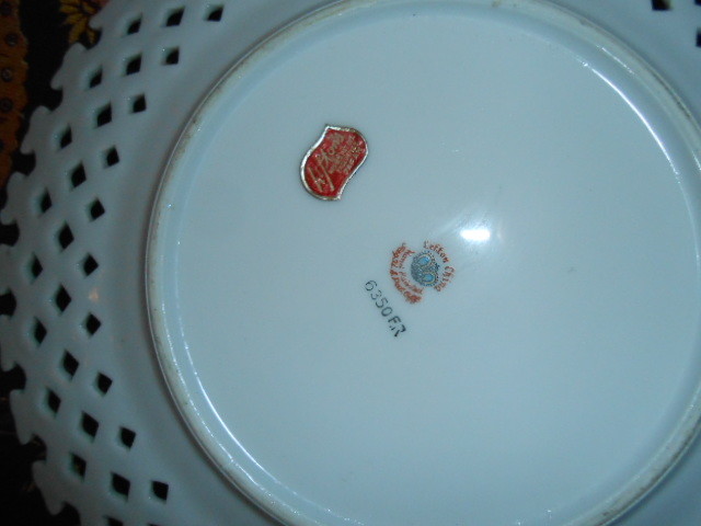 Vintage Lefton Milk Glass Lattice Handpainted Pear, Cherries & Apples Set of 2