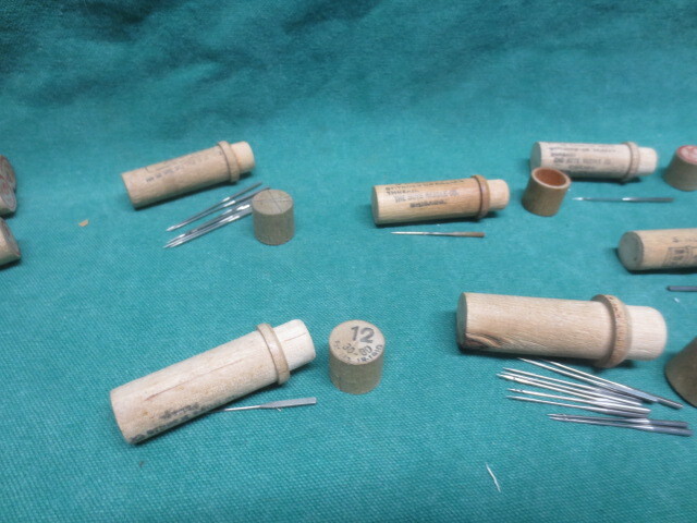 Boye Needle Wooden Cases for large Shuttle Rotary Tin Can