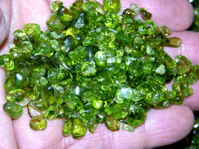 Peridot crystal tumble polished 4-10mm mixed grade Arizona 1/8 pound lots