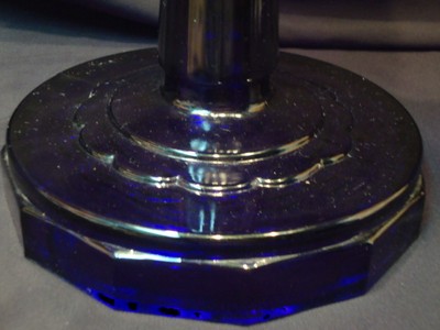 Aladdin Cobalt Blue Scallop Foot Tall Lincoln Drape Kerosene Lamp, All Original!