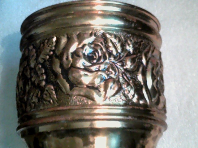 Vintage 3 Claw Footed Rose Embossed Round Brass Flower Planter Pot ENGLAND