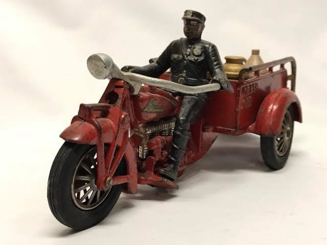 Antique Hubley Cast Iron Indian Crash Car Motorcycle