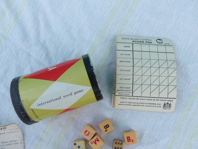 Steve Allen's Qubila International word game, by Lord & Freber, copyright 1955